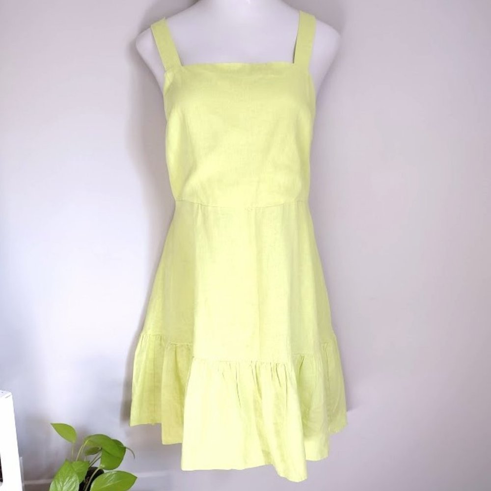 New York & Company Citron Linen Blend Dress Size Large NWT